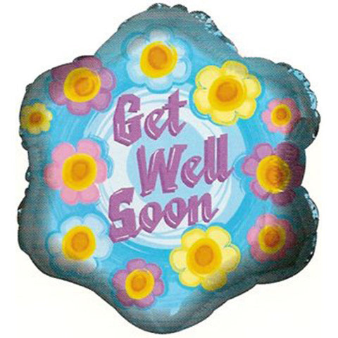 18" Get Well Soon Aqua Theme Foil / Mylar Balloons ( 6 Balloons )