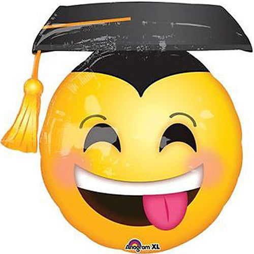 Grad Awesome Smiley Face Super Shape Foil / Mylar Balloon 26"