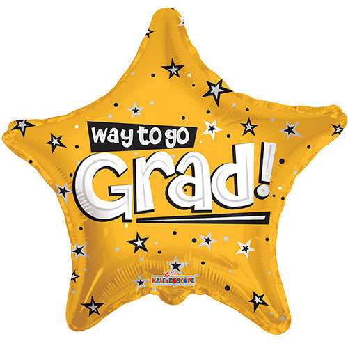 6 Graduation Foil / Mylar Balloons Way To Go Grad Gold Stars 18"