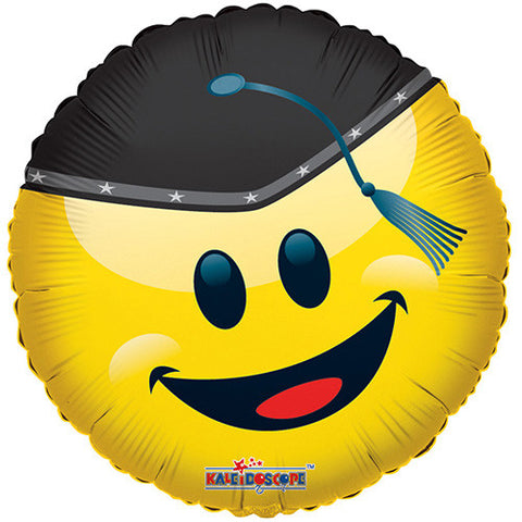 6 Graduation Smiley With Cap Foil / Mylar Balloons 18"