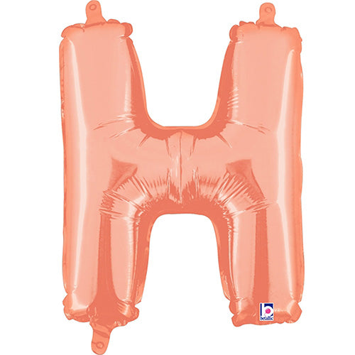 Air Filled Rose Gold Letter H Balloon 14"
