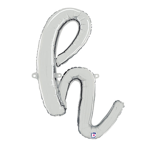 Silver Script Letter H Foil Balloon 24"