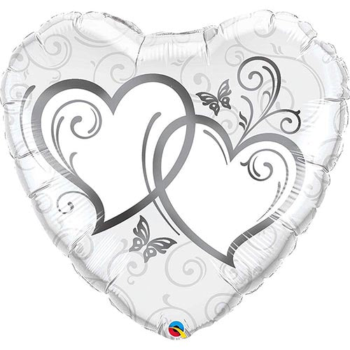 Silver Heart Foil Balloon 36"