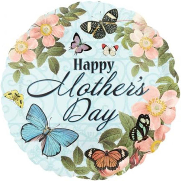 18" Happy Mother's Day Butterflies Theme Foil / Mylar Balloons ( 6 Balloons )