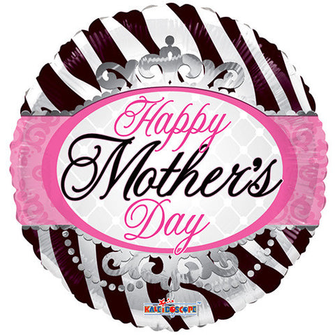 18" Happy Mother's Day Mom Zebra Pattern Foil / Mylar Balloons ( 6 Balloons )