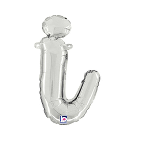 Silver Script Letter I Foil Balloon 14"
