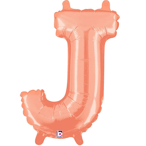 Air Filled Rose Gold Letter J Balloon 14"