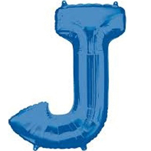 Giant Blue Letter J Foil Balloon 33"