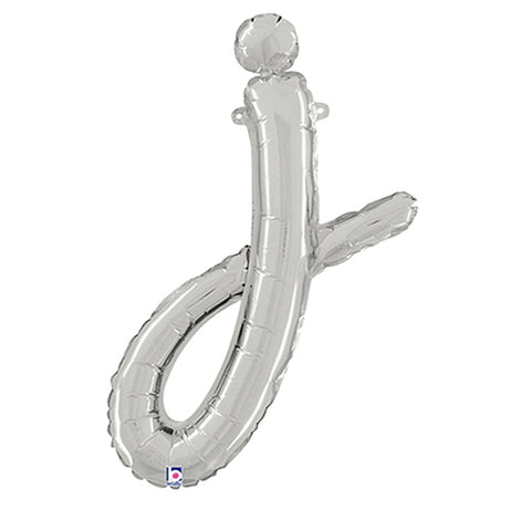 Silver Script Letter J Foil Balloon 24"
