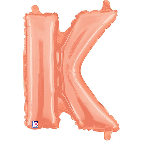 Air Filled Rose Gold Letter K Balloon 14"
