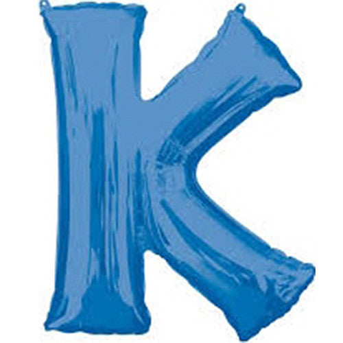Giant Blue Letter K Foil Balloon 33"