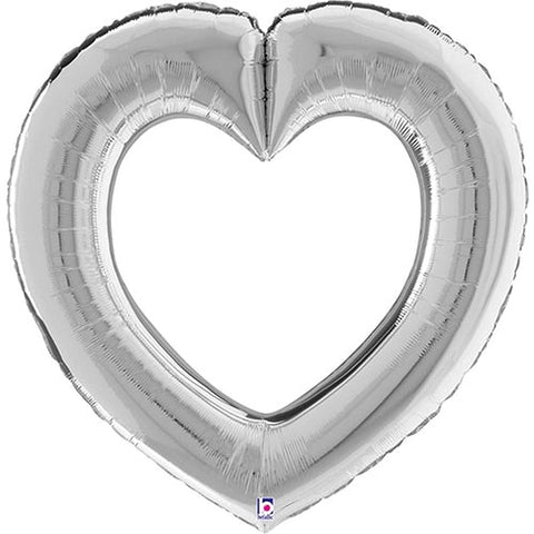 Link Together Silver Heart Foil Balloon 32"