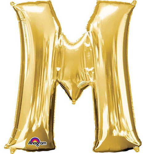 Giant Gold Letter M Foil Balloon 33"