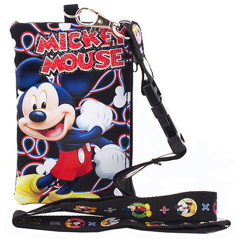 Mickey Mouse Black Lanyard with Detachable Coin Purse