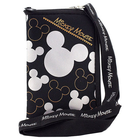 Mickey Mouse Character Black/Silver Lanyard with Detachable Cellphone Case Or Coin Purse