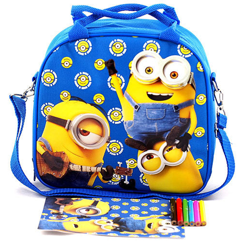 Despicable Me Minions Authentic Licensed Blue Lunch bag with Stationery Set