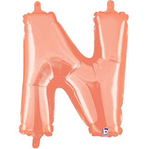 Air Filled Rose Gold Letter N Balloon 14"