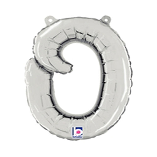 Silver Script Letter O Foil Balloon 14"