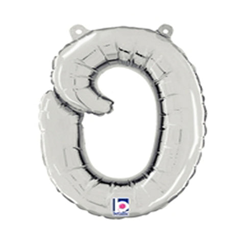 Silver Script Letter O Foil Balloon 14"