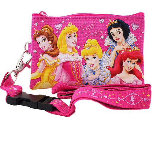 Princess Character Hot Pink Lanyard with Detachable Coin Purse