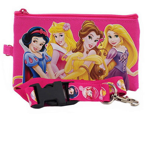 Princess Character Hot Pink Lanyard with Detachable Coin Purse