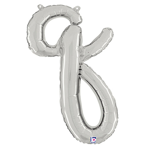 Silver Script Letter Q Foil Balloon 24"