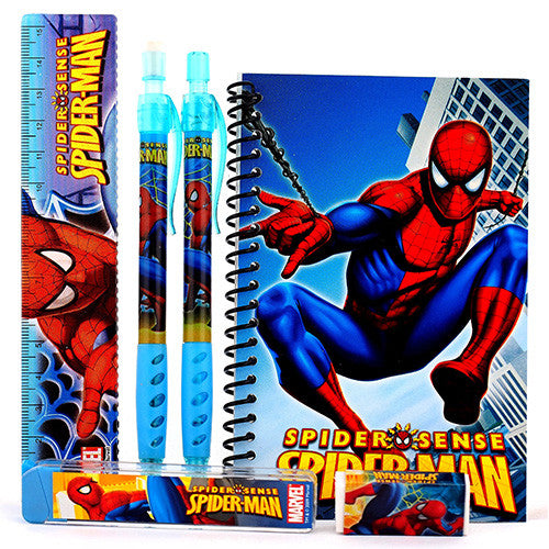 Spiderman Character Blue Stationery Set with Mechanical Pencil