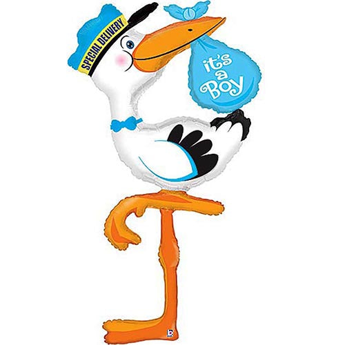 Special Delivery Stork Baby Boy Shower Foil Balloon 60" Tall.