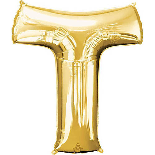 Giant Gold Letter T Foil Balloon 32"