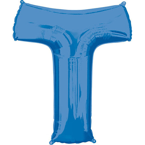 Giant Blue Letter T Foil Balloon 32"