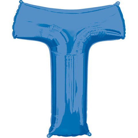 Giant Blue Letter T Foil Balloon 32"