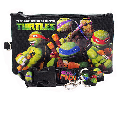 Ninja Turtles Character Black Lanyard with Detachable Coin Purse