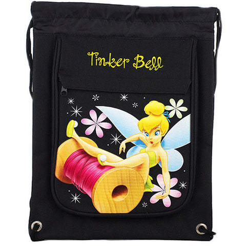 Tinkerbell Fairy Tale Character Authentic Licensed Black Drawstring Bag