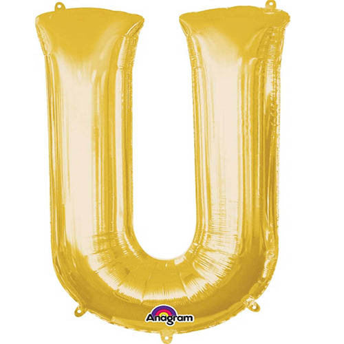 Giant Gold Letter U Foil Balloon 33"