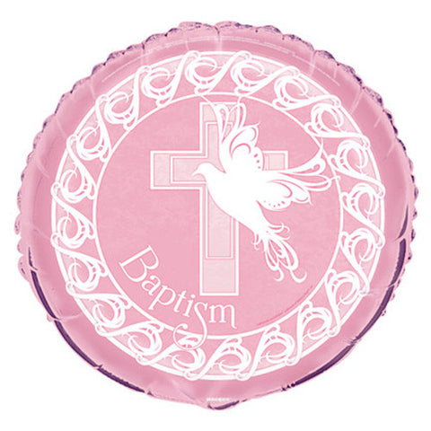 18" Baptism Dove Cross Theme Pink Foil Balloon ( 3 Balloons )