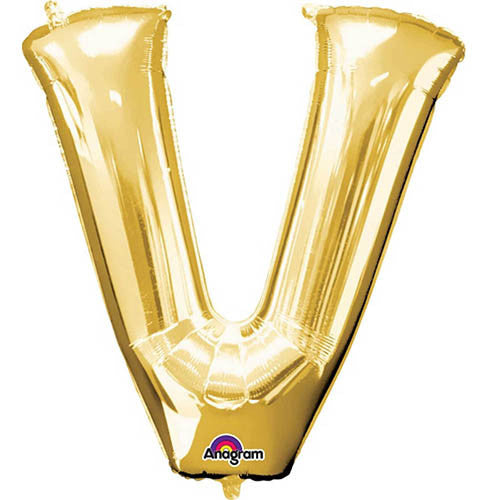 Giant Gold Letter V Foil Balloon 32"