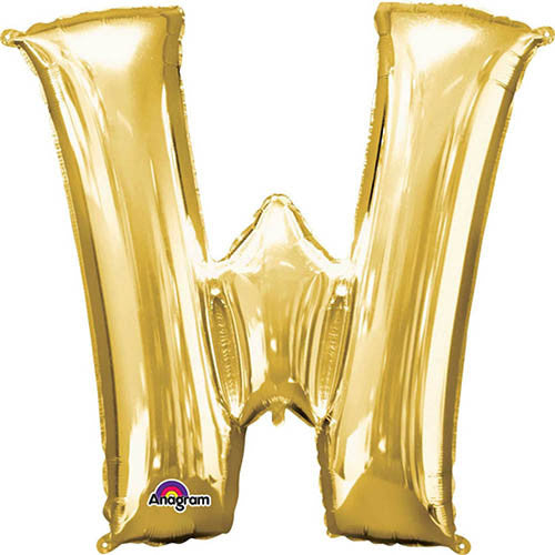 Giant Gold Letter W Foil Balloon 33"
