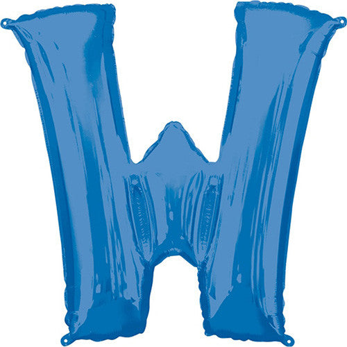 Giant Blue Letter W Foil Balloon 33"