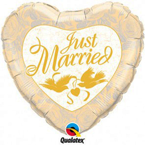 Just Married Jumbo Heart Shape Foil / Mylar Balloon 36"