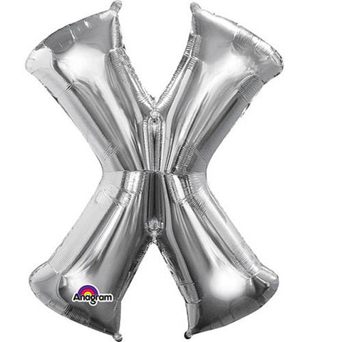 Giant Silver Letter X Foil Balloon 35"