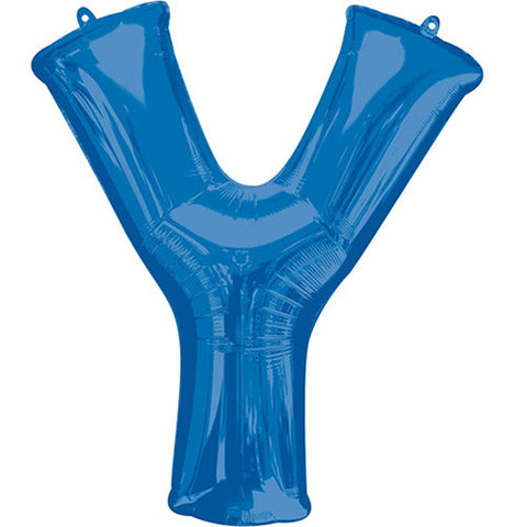 Giant Blue Letter Y Foil Balloon 34"