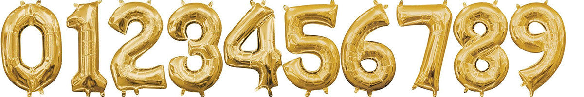 Air Filled Gold Number Balloons