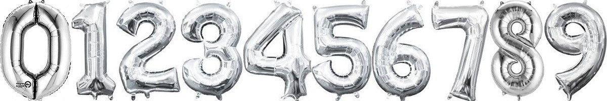 Air Filled Silver Number Balloons
