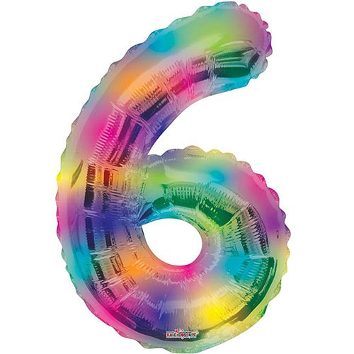 Giant Rainbow Number 6 Foil Balloon 34"