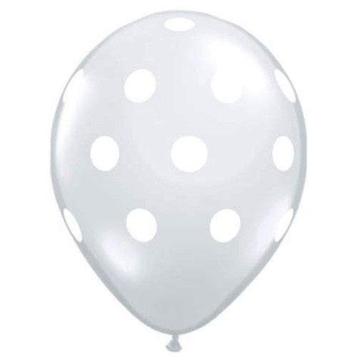 Latex 11" Qualatex Clear Polka Dots Balloons 12ct