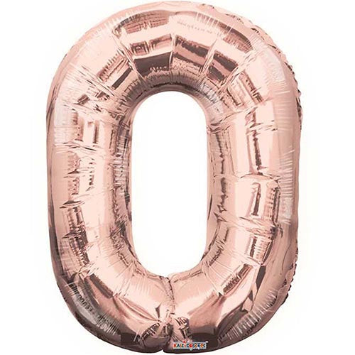 Giant Rose Gold Number 0 Foil Balloon 34"
