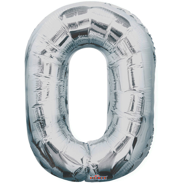 Giant Silver Number 0 Foil Balloon 34"