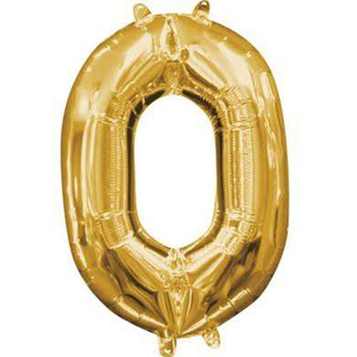 Mini Shape Air - Filled Gold Number 0 Foil Balloon 16".