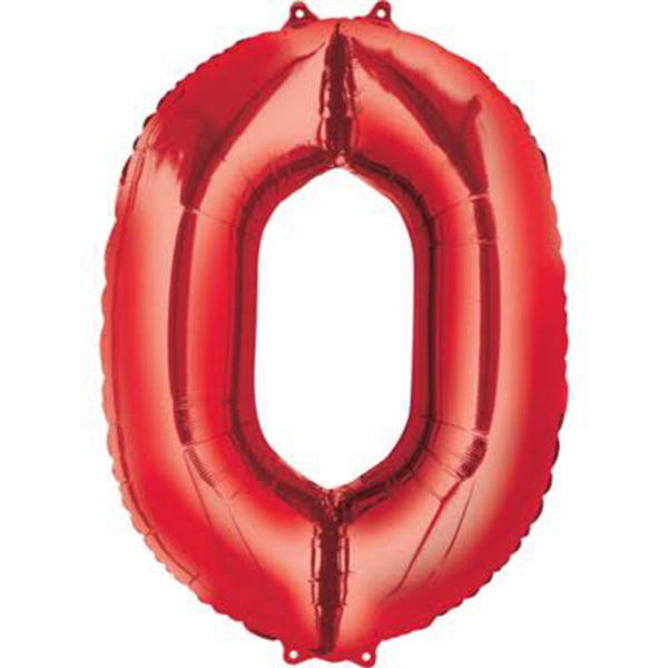 Red Number 0 Foil Balloon