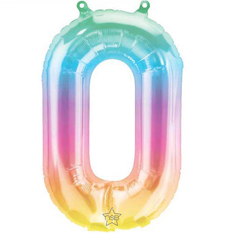 Mini Shape Air - Filled Jelli Ombre Number 0 Foil Balloon 16"